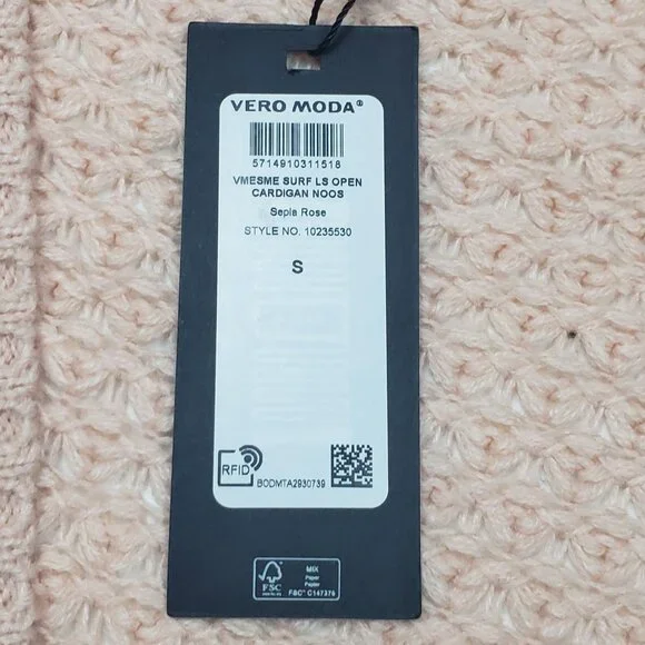 Vero Moda Open Front Cardigan Sweater Womens Small in Sepia Rose Cottagecore NWT - Picture 8 of 16